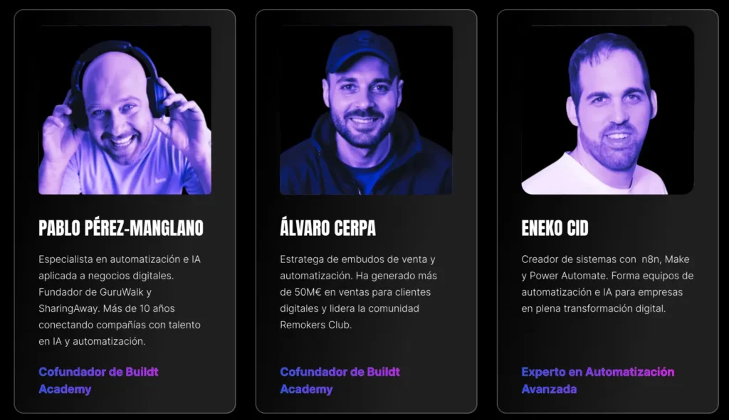 Equipo de profesores de Buildt Academy