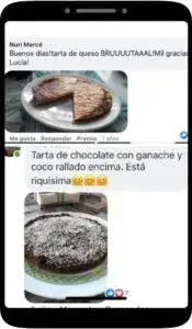 Capturas reales con opiniones y testimonios de alumnos que ya han probado el curso Dulces Saludables.